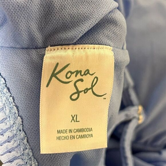 Kona Sol Women's XL Blue One-Piece Swimsuit Square Neck Ribbed - Picture 5 of 7